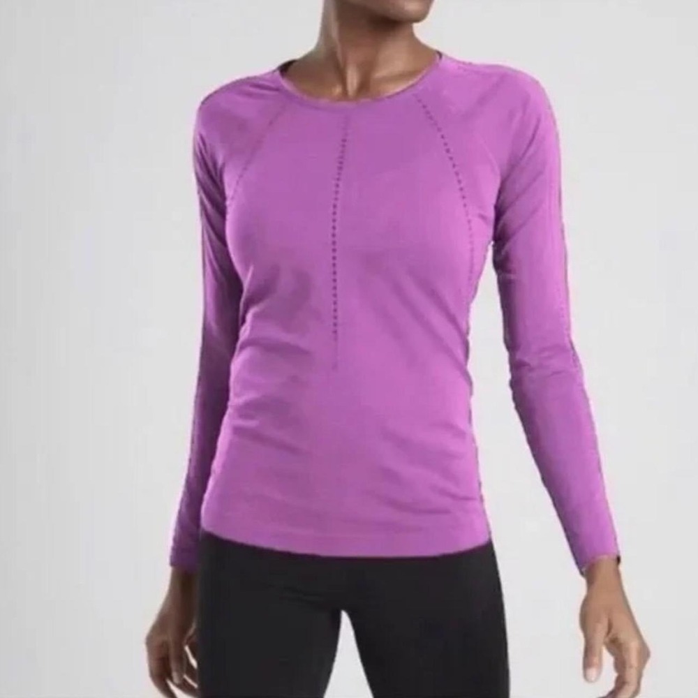 Athleta Purple Long Sleeve Scoop Neck Performance Tee